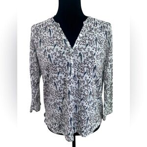 H&M Lightweight 3/4 Sleeve Top- Bird Print